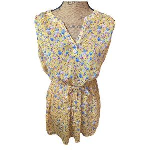 Skies Are Blue Maternity Floral Yellow Sleeveless Blouse Size M